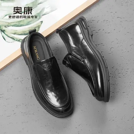 奥康 男鞋2025春秋新款休闲鞋真皮舒适一脚蹬商务正装套脚皮鞋L商品大图