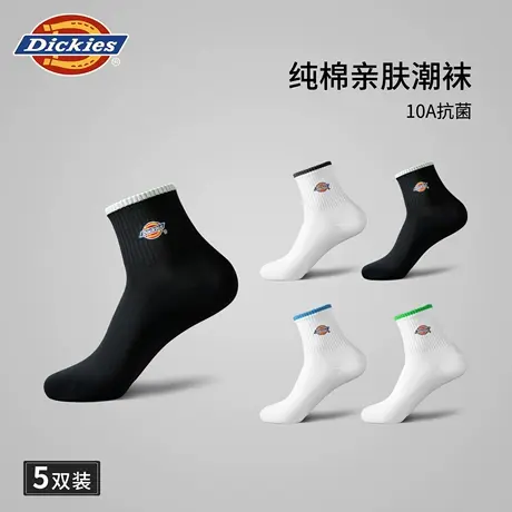 Dickies黑色中筒袜男款透气纯棉抗菌2025新款中长袜子男士秋冬季商品大图