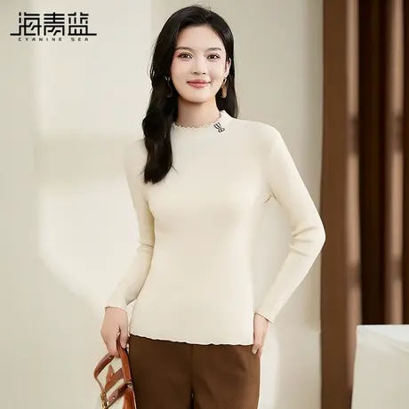 海青蓝时尚洋气减龄兔子刺绣打底衫女2025春装新款长袖百搭上衣商品大图