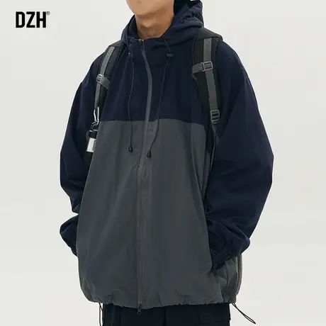 男士户外冲锋衣男款高级感登山外套春秋连帽拼接上衣男装2023新款商品大图