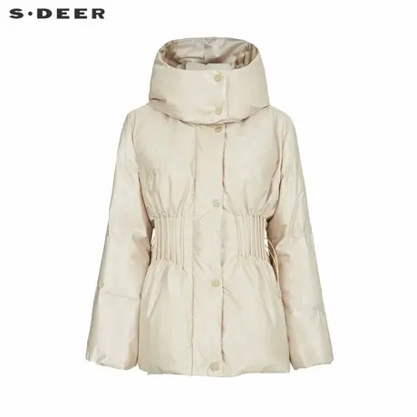 sdeer圣迪奥女装高领连帽收腰宽松短款羽绒服S23483104图片