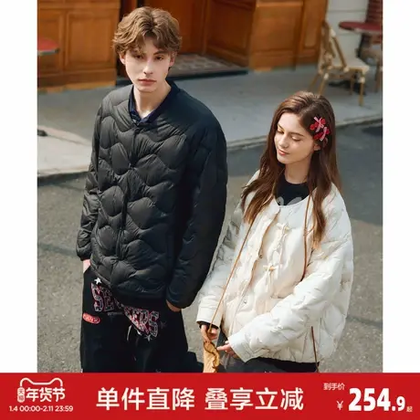 唐狮2026冬季情侣羽绒服短款轻薄小v领黑色设计商务简约气质高级商品大图