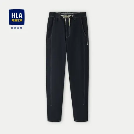 HLA/海澜之家松紧腰牛仔裤2023秋季新款舒适潮流有型耐穿长裤男商品大图