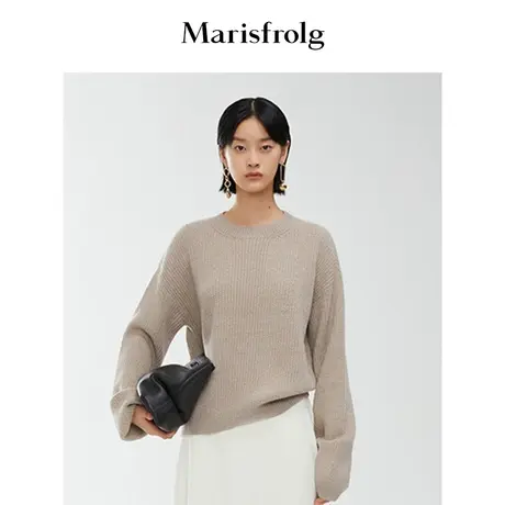 【纯羊毛针织衫】玛丝菲尔针织衫春季新款羊绒套头复古针织毛衣商品大图