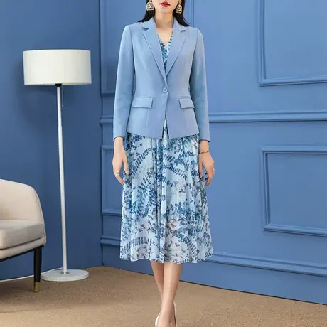 西装外套女新款2023年春季小个子时尚职业范修身收腰短款上衣百搭商品大图