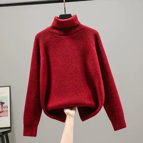 53171高领加厚毛衣女春装新款宽松针织衫上衣套头洋气打底衫女商品大图