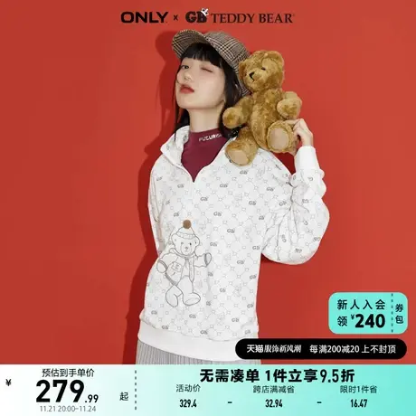 ONLY奥莱TEDDY BEAR泰迪熊联名满印套头卫衣女商品大图