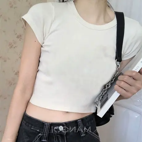2023年网红夏季新款短款女装复古性感露脐上衣服ins超火短袖T恤潮图片