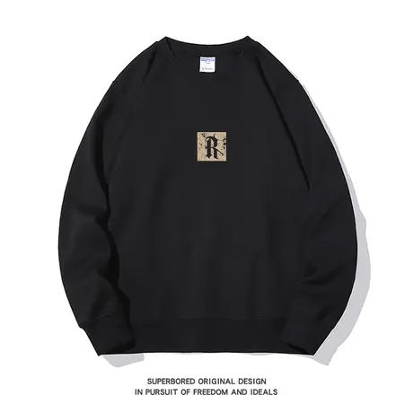 美式复古休闲潮牌简约字母印花圆领卫衣男秋冬款2023新款宽松上衣商品大图