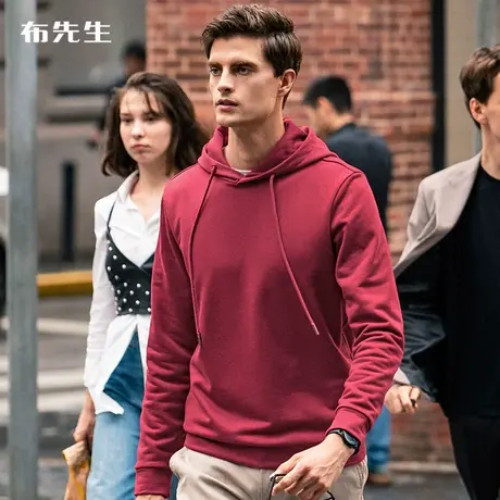 MrBu布先生连帽纯色保暖卫衣 秋冬亲肤加厚青年男装 BT11389断码商品大图