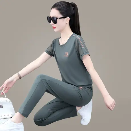 天丝休闲运动服套装女春夏季新款时尚宽松显瘦薄款裤子衣服两件套图片