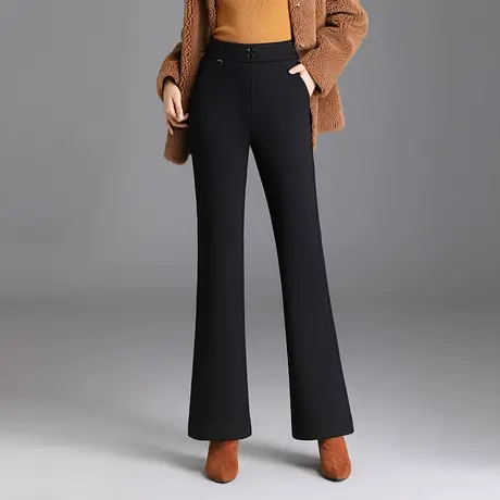 加绒微喇裤秋冬2023新款高腰气质显瘦长裤喇叭裤通勤气质职业女裤商品大图