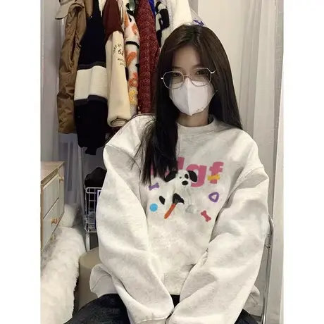 美式复古hiphop潮牌卫衣女春秋薄款宽松oversize慵懒风小个子外套商品大图