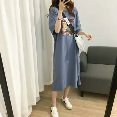 懒人t恤裙连衣裙2021新款修身大码长裙女夏设计感小众炸街裙子ins图片