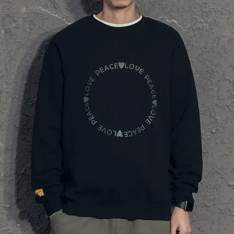 反光字母国潮宽松加绒卫衣男秋冬款潮流百搭潮牌ins男士上衣外套商品大图