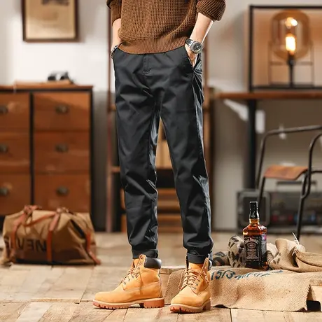 户外百搭工装裤痞帅潮男裤子绳多口袋裤子男款重磅水洗裤子潮流商品大图