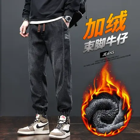 男士冬季冬天加肥加大码加棉保暖加厚休闲牛仔裤子秋冬款防风加绒商品大图