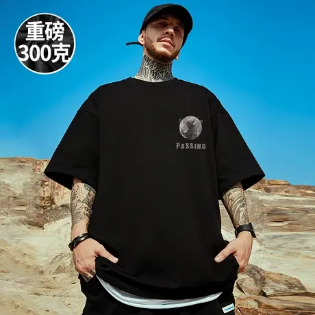 300g重磅美式潮牌大码男装宽松NASA联名短袖T恤宇航员半袖潮流夏图片
