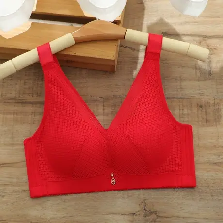 内衣女士聚拢侧收副乳防下垂上托乳胶胸罩大胸显小文胸薄款四排扣商品大图