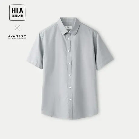【牛津纺】HLA海澜之家轻商务经典短袖衬衫24春夏新宽松白衬衣男图片