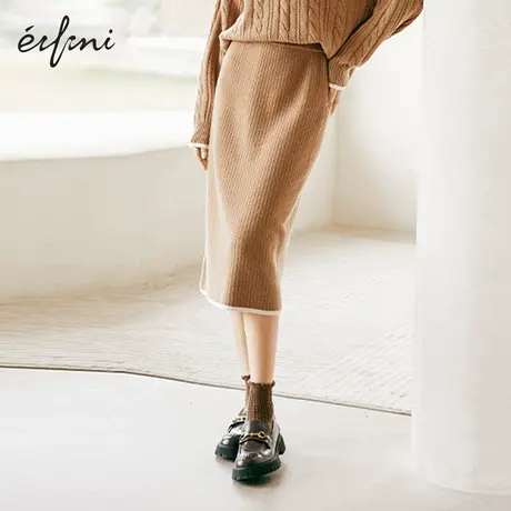 【商场同款】伊芙丽半身裙女2021秋冬季新款百搭中长裙1CA442661图片