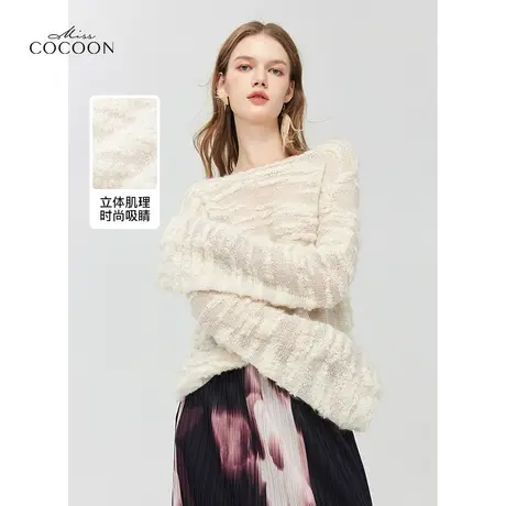 【秋上新】missCOCOON康赛妮羊驼毛长袖针织衫女2023秋季新款毛衫商品大图