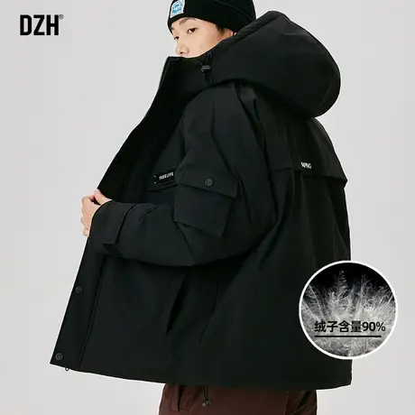 男士黑色羽绒服男2024冬季新款短款羽绒外套男款保暖加厚面包服潮图片