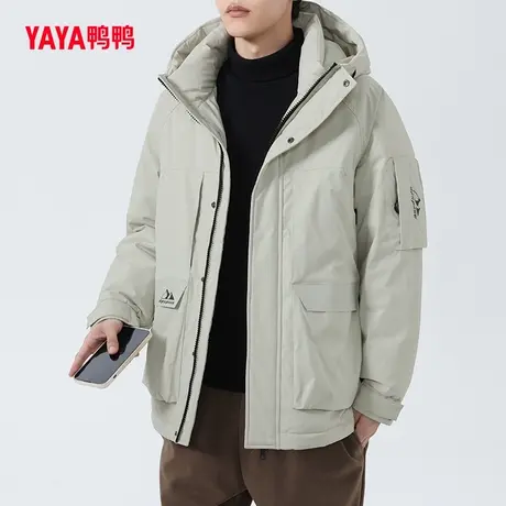 鸭鸭羽绒服男士2023冬季新款鸭绒潮流帅气保暖防风连帽外套C图片