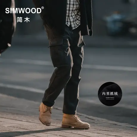 Simwood简木男装【LS07宽松直筒】底抓绒灯芯绒裤工装休闲裤男图片