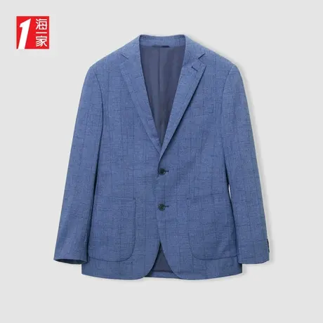 海一家格纹典雅西装外套2024春季新款平驳领休闲男士西服商品大图