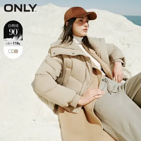 ONLY奥莱2024春季新款90白鸭绒潮流翻领宽松短款羽绒服女商品大图