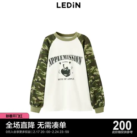 【商场同款】乐町印花休闲圆领上衣设计感插肩袖卫衣C2CRD3501图片