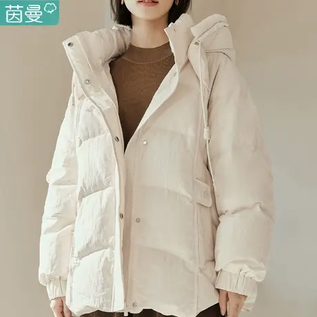 茵曼派克服羽绒服女短款小个子面包服秋季2024新款连帽棉袄外套图片