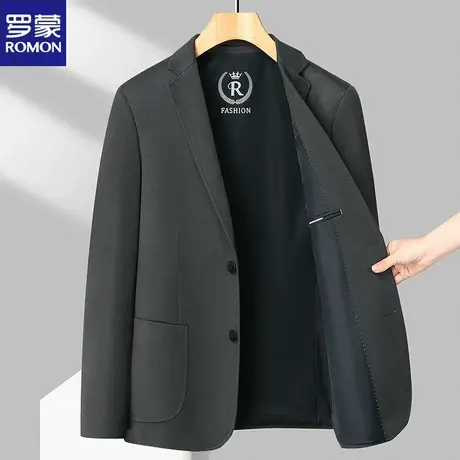 罗蒙西装外套男上衣单件修身商务休闲小西服秋季新款青年纯色单西图片