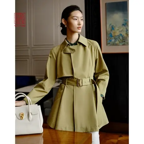 EP雅莹高端系列 复古通勤绵羊毛收腰风衣外套 2023秋装新款7201A图片