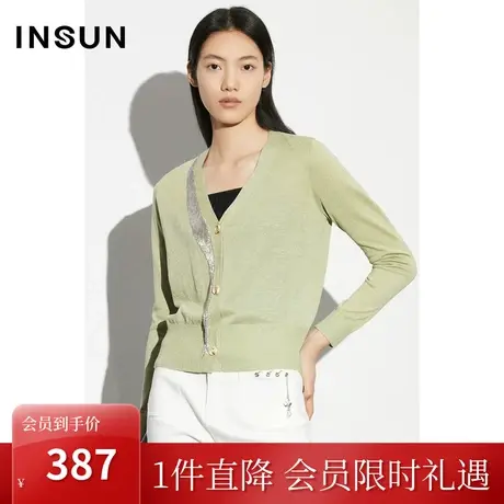 恩裳COVER2023夏款新款轻薄钻石纱针织开衫闪葱重工流苏订珠上衣图片