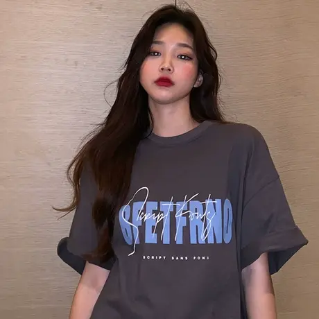 纯棉短袖t恤女夏季百搭宽松韩版ins半袖设计感小众chic港味上衣服商品大图