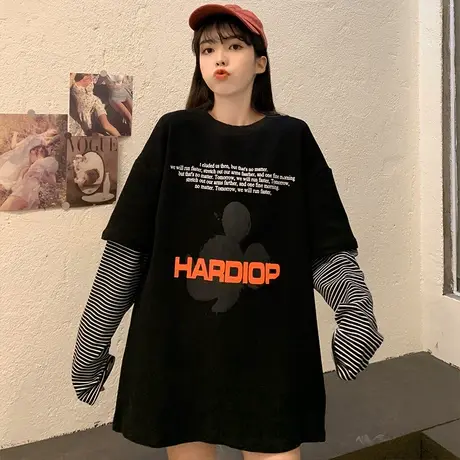 假两件卫衣女2021宽松韩版潮ins超火上衣设计感小众春秋薄款外套商品大图