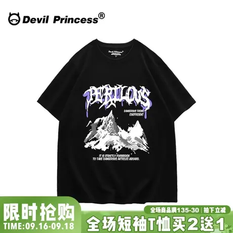 高街潮短袖t恤ins欧美oversize情侣美式复古hiphop炸街上衣女潮牌商品大图