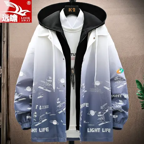 连帽外套男士春秋款2023新款潮牌宽松休闲夹克男装秋季上衣服男款商品大图