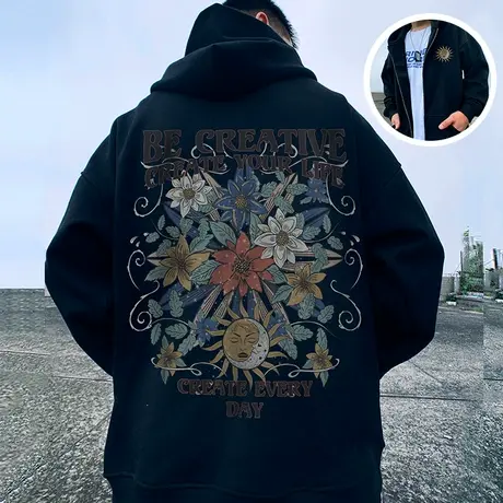 潮牌重磅大码男装加肥加大国潮连帽加绒拉链开衫卫衣男潮秋冬外套商品大图