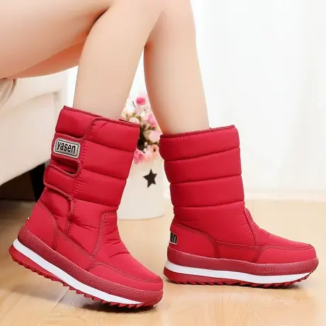 雅森冬季加厚雪地靴女中筒高加绒防滑东北保暖棉鞋短筒厚底女靴子商品大图
