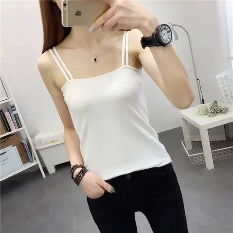 韩版百搭修身黑色白色外穿小吊带背心女无袖短款内搭打底衫上衣夏图片