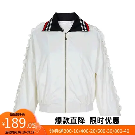 【艾格】2023春季新款女装休闲夹克翻领拉链简约时尚短外套上衣图片