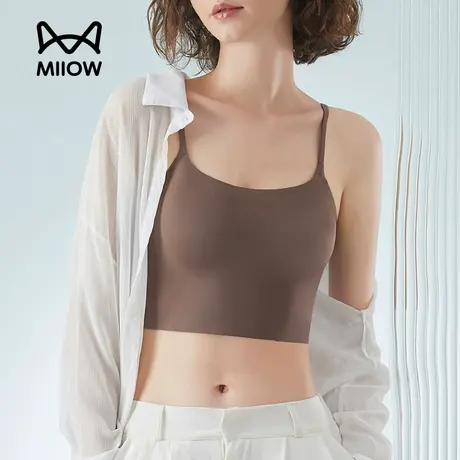MiiOW/猫人抹胸内衣女小胸聚拢薄款夏季美背背心文胸一体无痕吊带图片