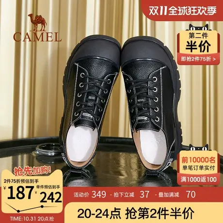 骆驼女鞋2022秋季新款丑萌厚底大头鞋女黑色运动休闲鞋女潮ins图片