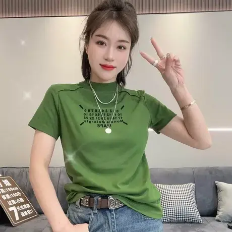 圆领印花短袖t恤女夏季2023新款韩版ins宽松简约休闲百搭套头上衣商品大图