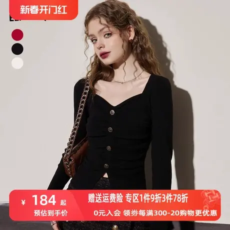 妖精的口袋修身内搭针织衫女2023冬季新款设计感显瘦薄款打底衫图片