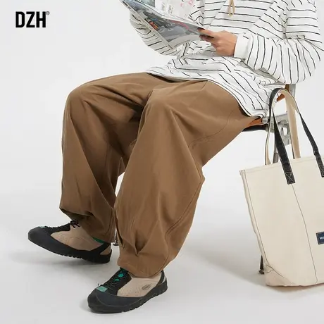 男士休闲裤卡其色裤子日系慵懒坠感宽松阔腿裤男秋季男裤灯笼裤男商品大图