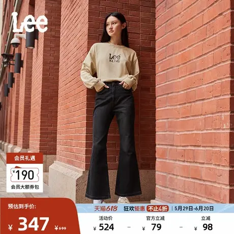 Lee春夏426修身高腰微喇经典五袋款黑色女牛仔裤潮LWB100426201图片